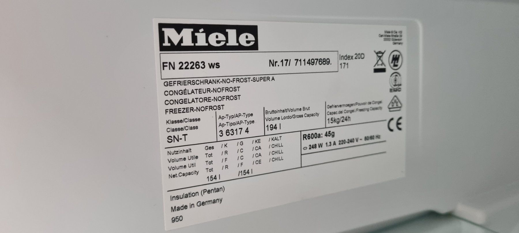 Miele Congelatori: Gefrierschrank Miele FN 22263 ws – Usato da Kaltacker venduto da Andy1969 9
