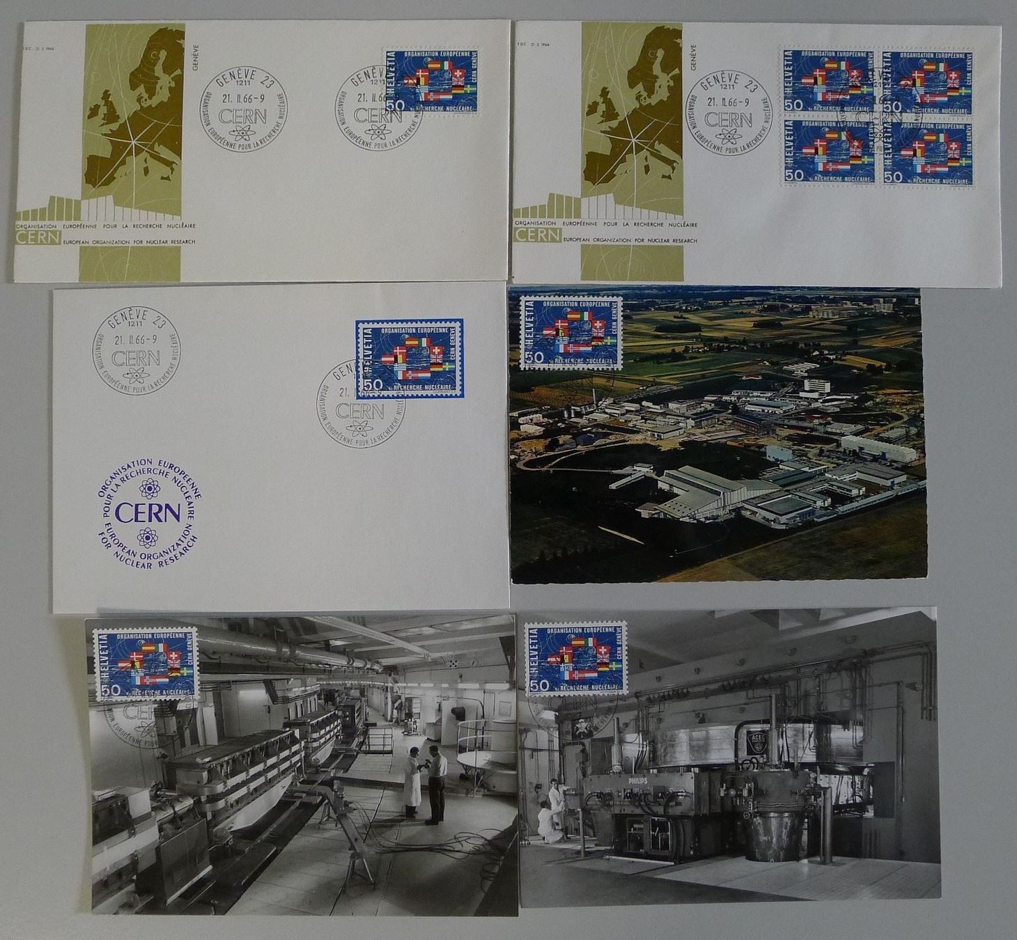 Alle Briefmarken: 1966, Nr.441 CERN kleines Lot 3 Briefe + 3 Karten – Gebraucht aus Sursee von Luzernerraute