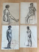 4 Akt Zeichnungen signiert