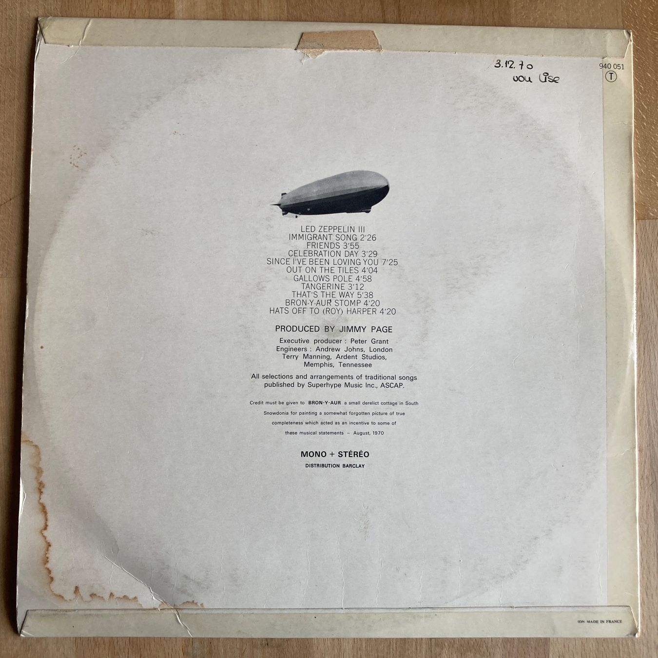 Dischi in vinile: LED ZEPPELIN, III, ROCK, LP, 1970 – Usato da Thun venduto da estrol 1