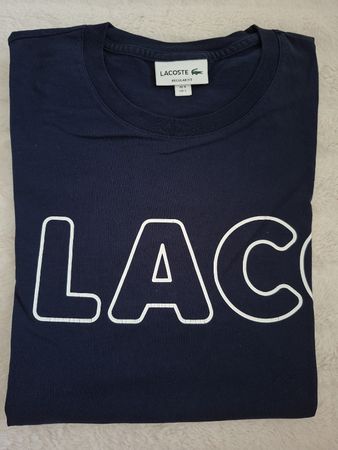 T-shirt Lacoste bleu marine logo blanc taille L slim