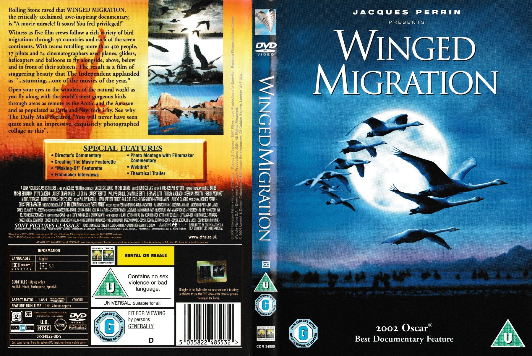 Tutti i DVDs: DVD - Winged Migration (ENG) – Usato da Langnau am Albis venduto da MediaRescuerKeLoX