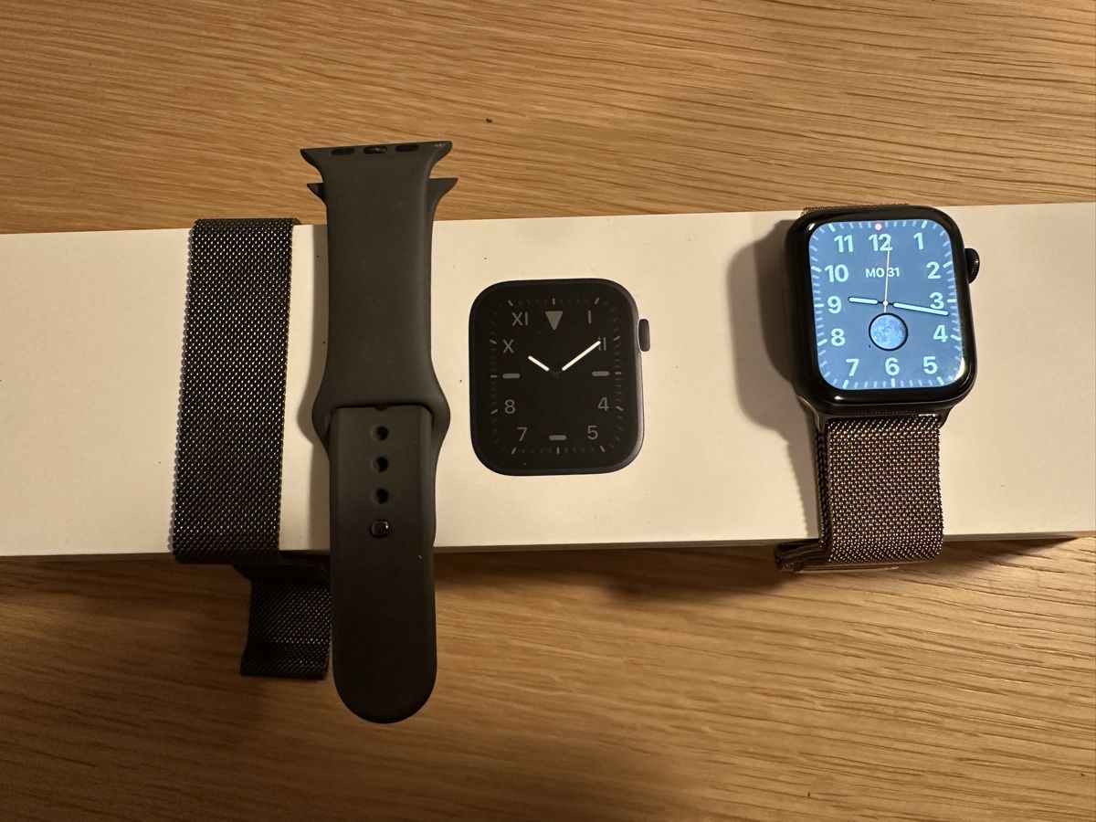 Apple Smartwatch: Apple Watch 5 Titanium Cellular mit 3 Armbändern – Usato da Glattpark(Opfikon) venduto da ZHINCITY