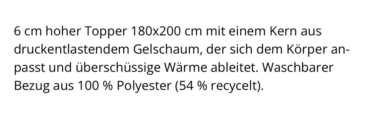 Materassi: Neuer Topper – Nuovo (secondo la descrizione) da Stettfurt venduto da Beatrix-Daniel 5