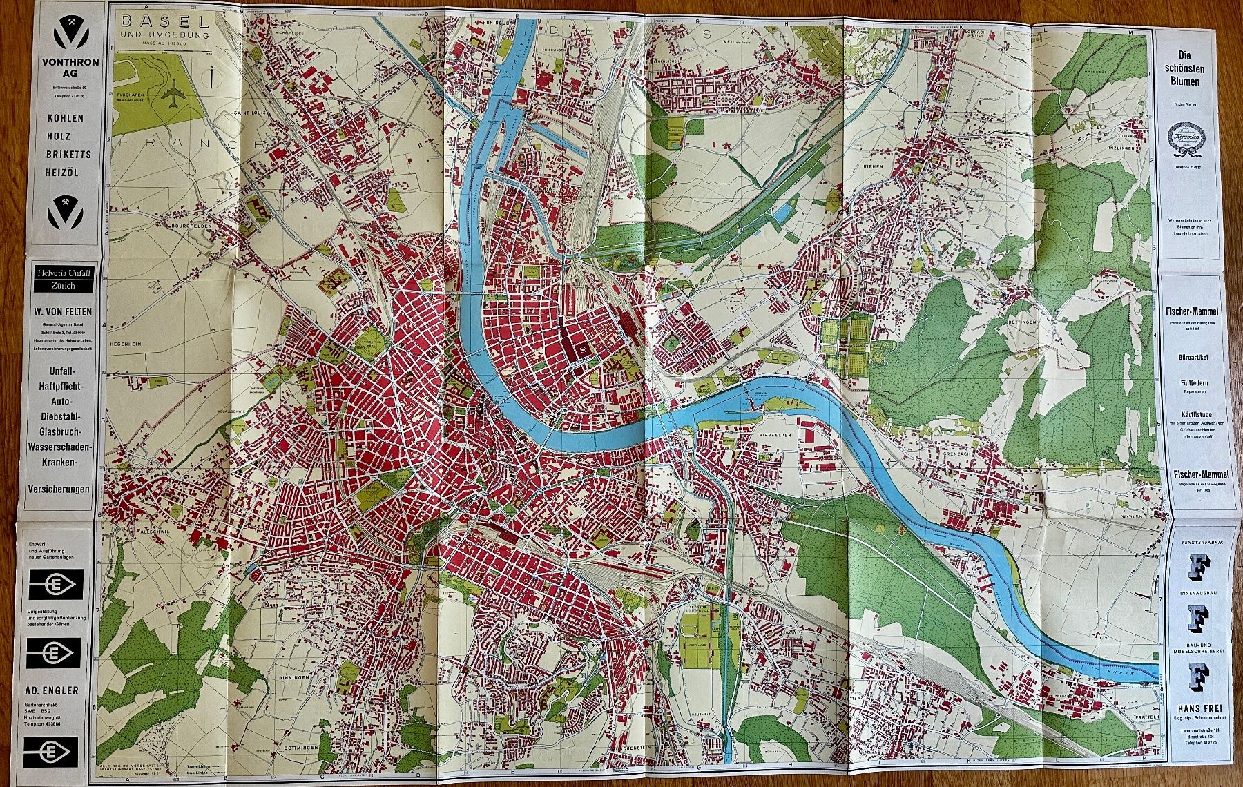 Cartine & Atlanti: Stadtplan Basel und Umgebung 1961 – Usato da Zürich venduto da allp 1