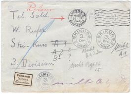 Feldpost IRRLÄUFER von LUZERN 20.II.1940