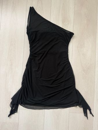 Kleid Oh Polly schwarz schulterfrei Grösse S