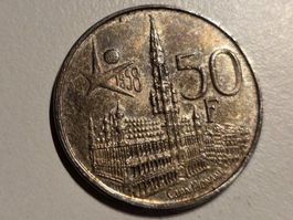 antike Münze 50 Francs - Baudouin I - Belgien 1958