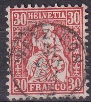 Sitzende Helvetia 30 Rp. Stempel WETZIKON++