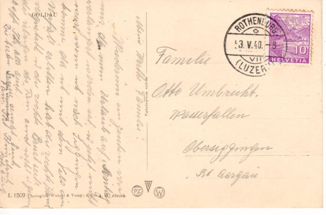 Ansichtskarten: Goldau 1940 – Gebraucht aus Wolhusen von Curver9 1