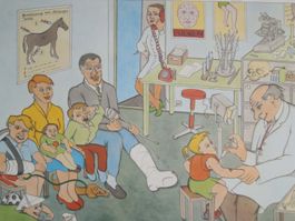 Schulwandbild Beim Arzt (Impfung) # poster