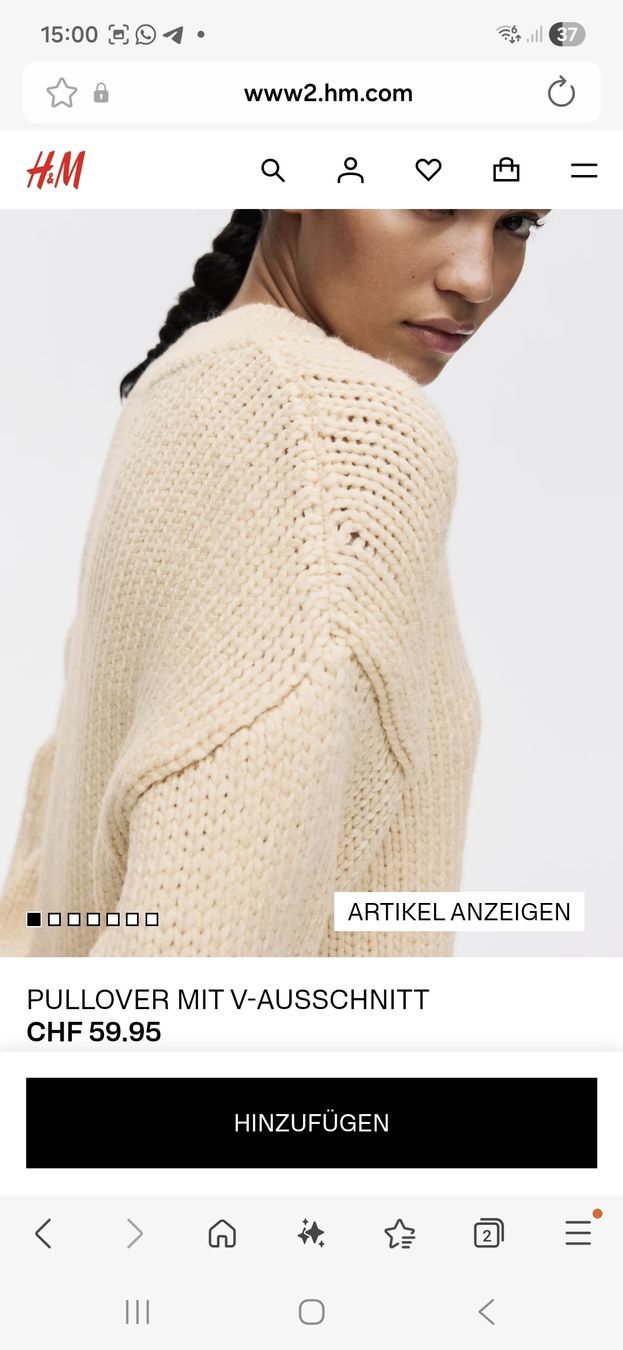 H&M Maglioni & Felpe: Warmer Strickpullover mit V-Ausschnitt – S – Usato da Huttwil venduto da DealAlpina 2