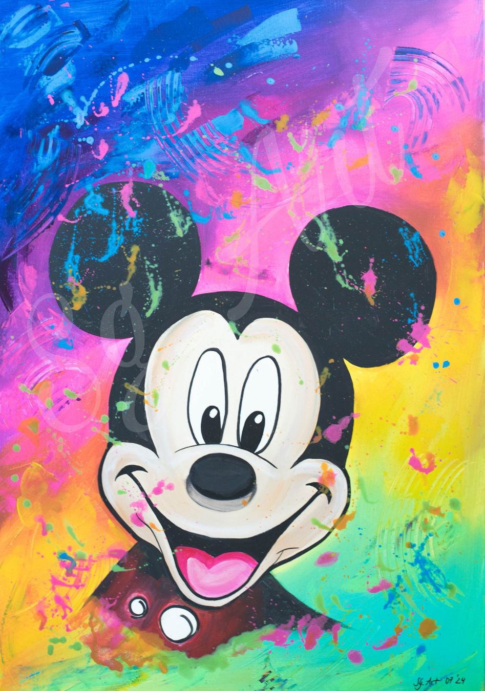 Dipinti: Acrylbild "Micky" Disney bunt Neu Unikat – Nuovo e nell'imballaggio originale da Rheinau venduto da Sussel 1