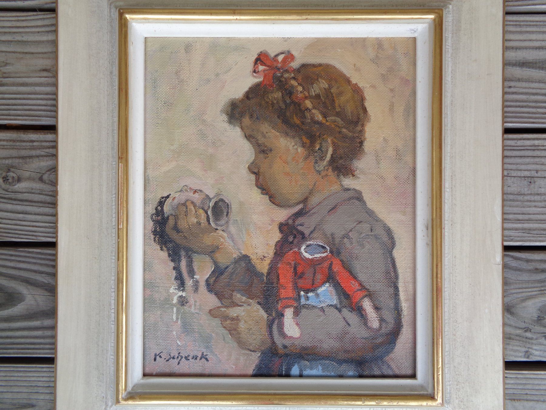 ORIGINAL GEMÄLDE KARL SCHENK 1905 - 1973 MÄDCHEN MIT PUPPE (Gebraucht ...