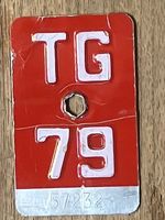 TG 79 - VELONUMMER - FAHRRADSCHILD - PLAQUE DE VELO - TG 79