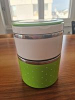Thermobehälter Lunchbox grün 2 Fächer To Go Edelstahl