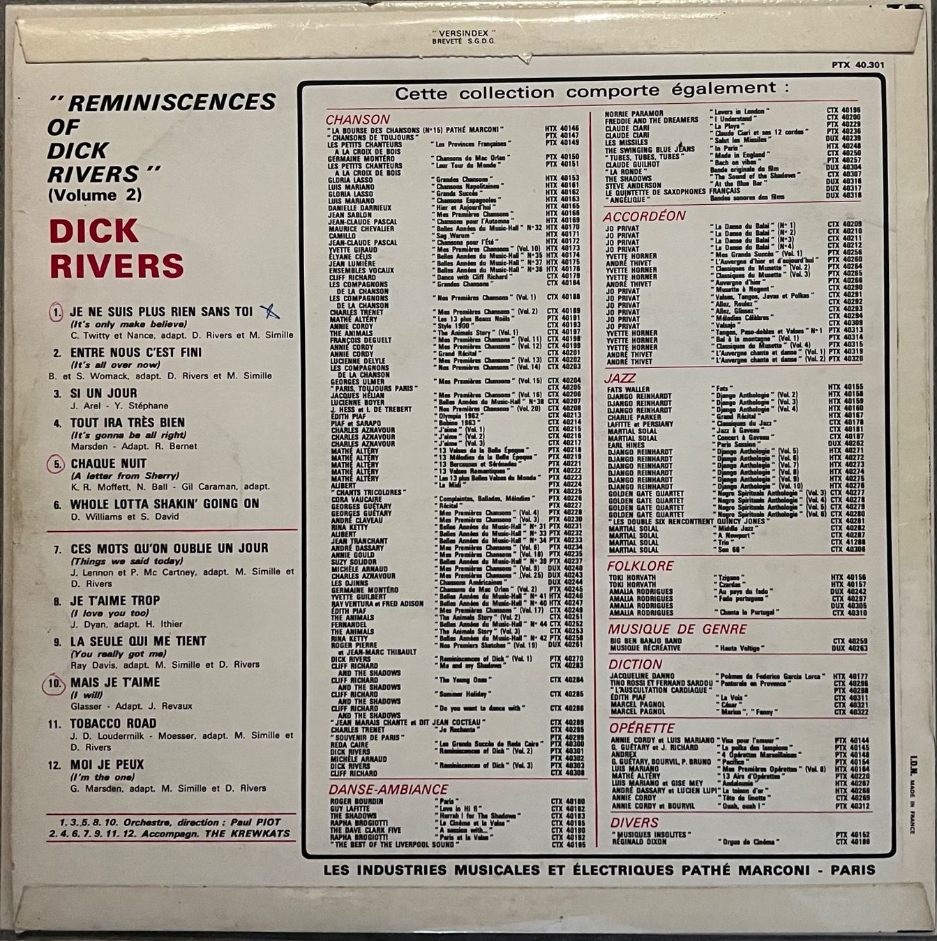 Schallplatten: DICK RIVERS - Vol. 2 - 33 Tours – Gebraucht aus Bussigny von vinyl-pas-cher 1