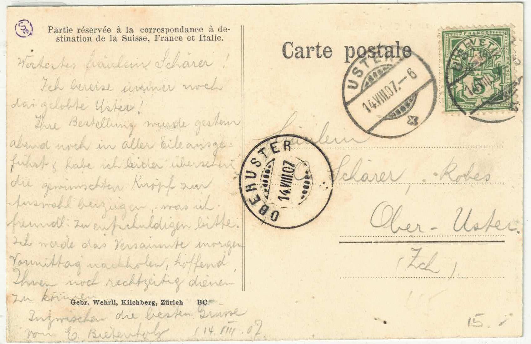 Cartoline postali: Ober-Wetzikon - Kirche – Usato da Ettingen venduto da Kartenplanet 1