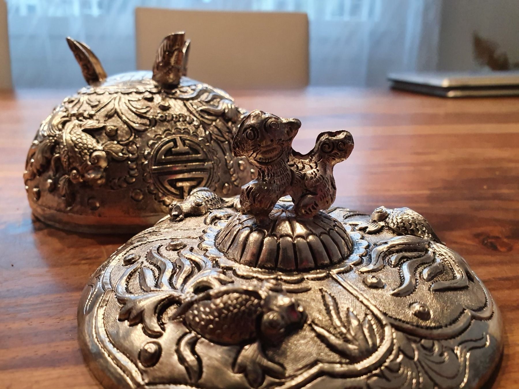 Toutes les décorations: Dose versilbert antik fische und katze – D'occasion à Wilen b. Wollerau par Flitzi 1