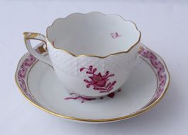 Herend Apponyi Purpur Porzellan Tasse mit Unterteller