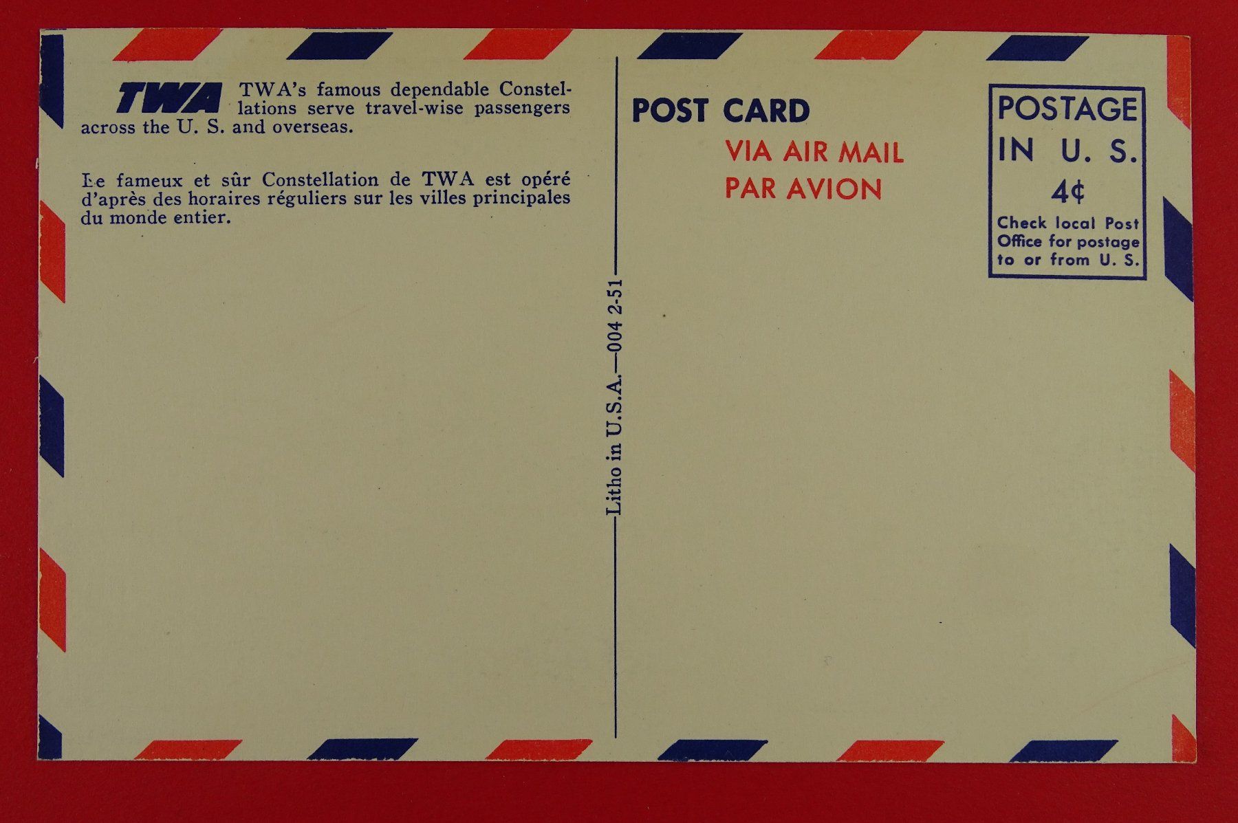 Cartoline postali: CONSTELLATION TWA, TRANS WORLD AIRLINES – Usato da Grüningen venduto da Kartenlaube 1