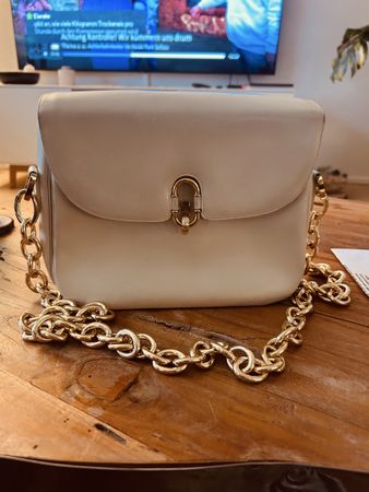 Vintage Bally Tasche Creme  goldfarbene Kette gebraucht