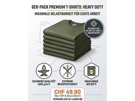 6er-Pack Heavy-Duty T-Shirts  (Olive) L NEU Super Premium