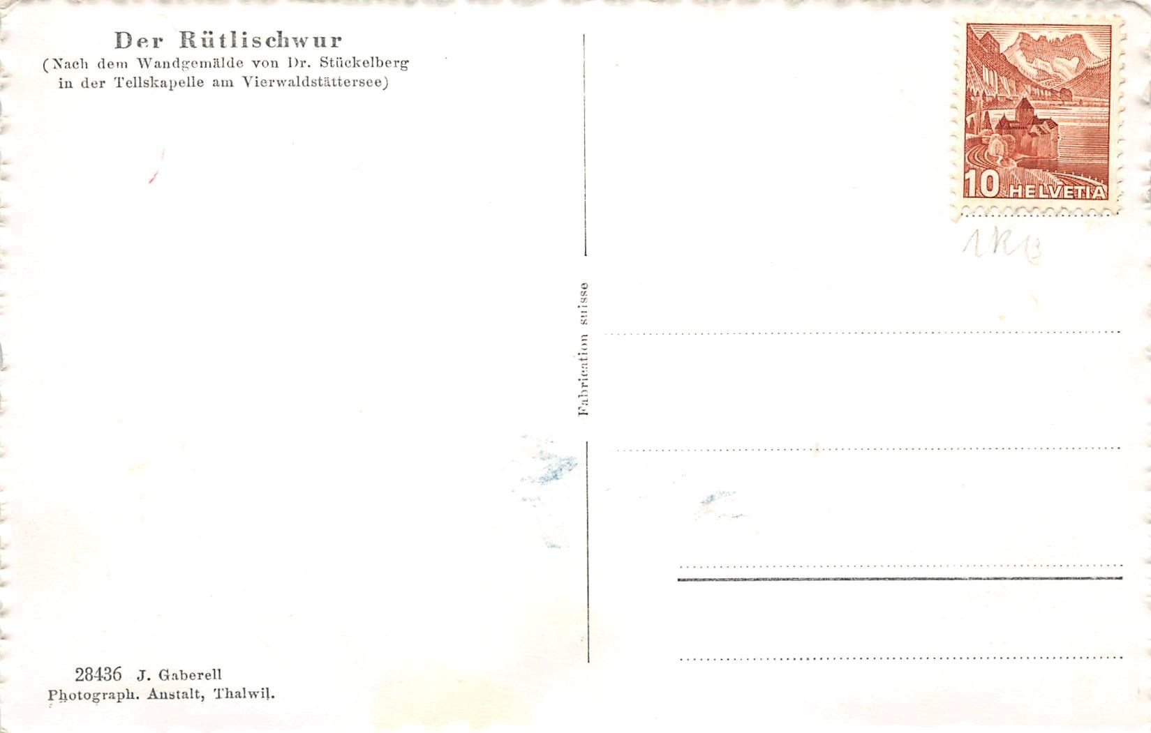 Cartoline postali: Rütlischwur – Usato da Ottikon b.Kemptth. venduto da Neptun1974 1