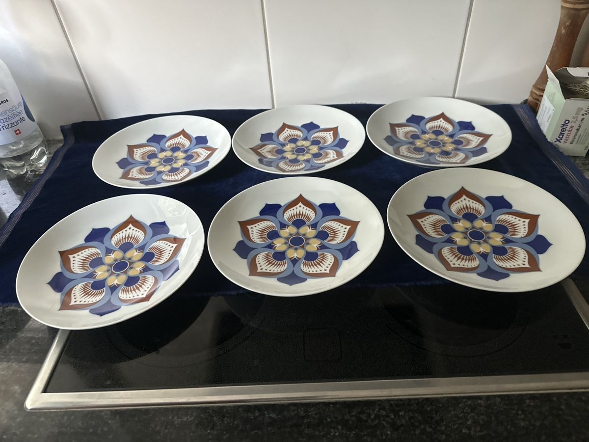 Teller: 6 Teller flach mit Blumenmuster Langenthal 1972 22cm  – Gebraucht aus Zürich von Chaeffeler 3