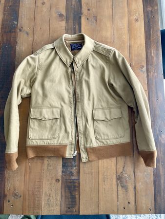 John Gluckow Cotton Pique A-2 Bomber Jacket - Large
