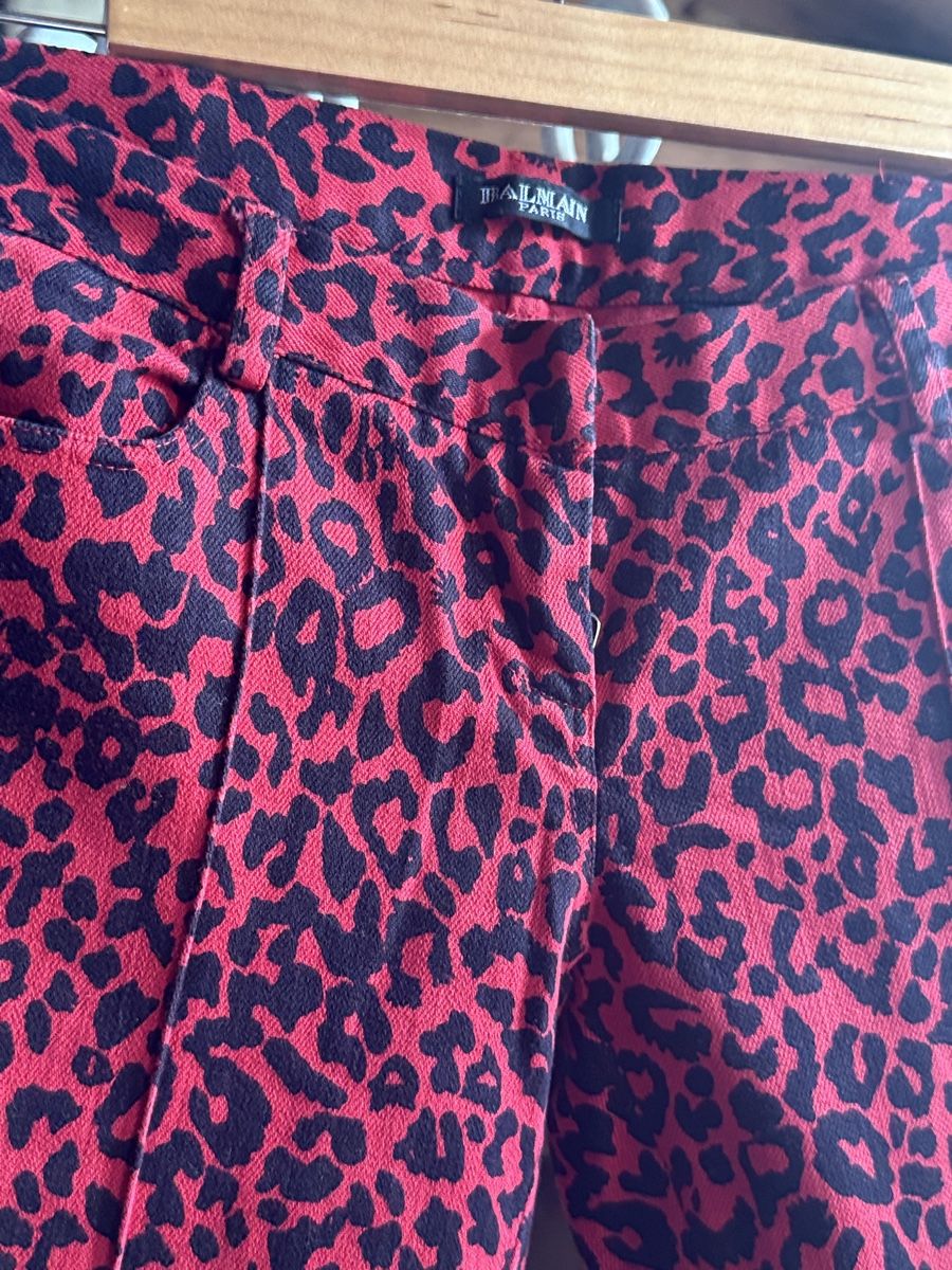 Balmain Hosen: Red Leopard Print Balmain Trousers – Neu (gemäss Beschreibung) aus Montreux von Yss_Boutiqu3 1