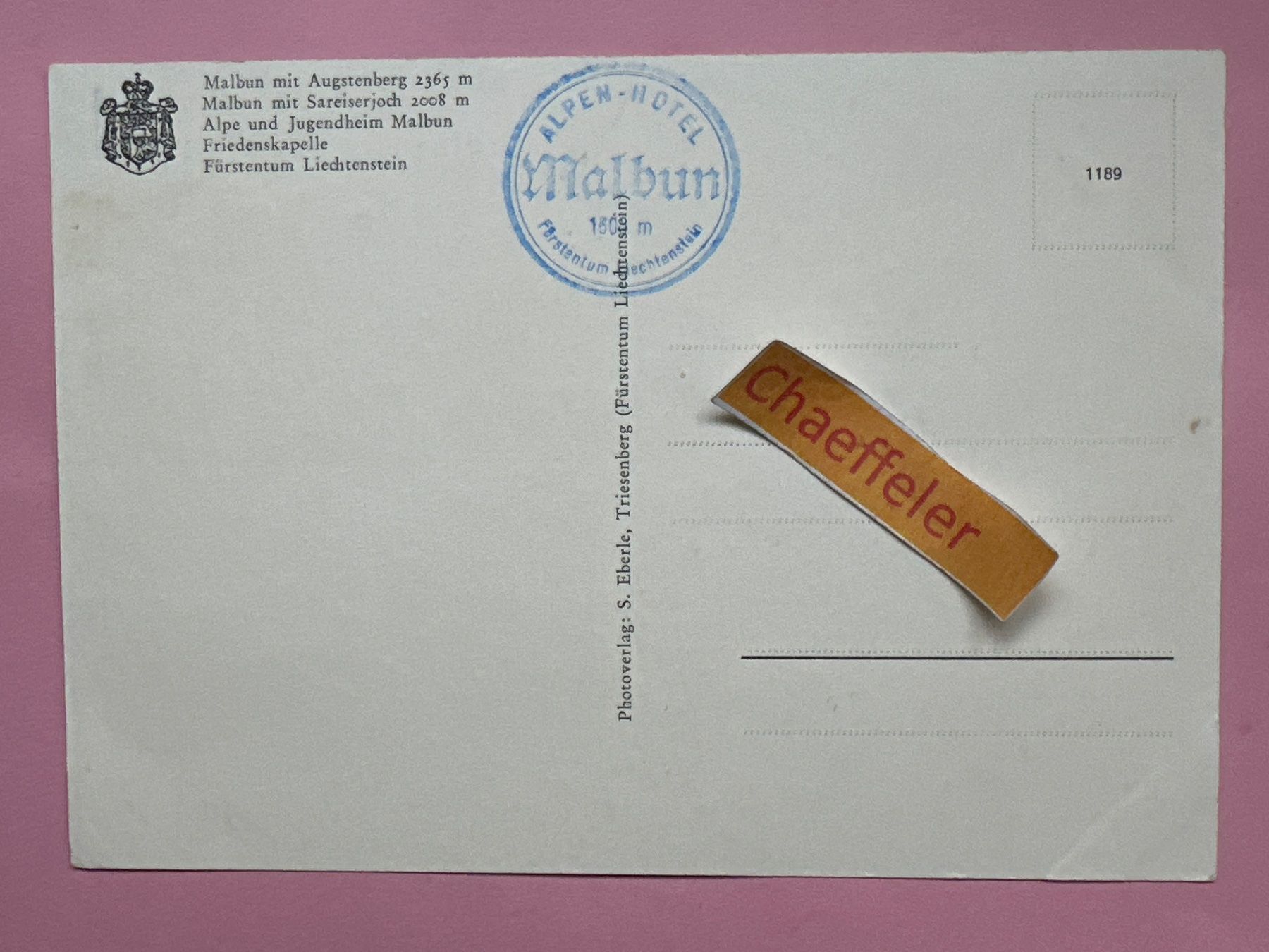 Cartes postales: Malbun mit Augstenberg. Ich – D'occasion à Zürich par Chaeffeler 1