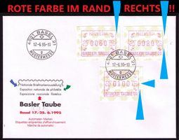 ATM 10_BASLER TAUBE_Abart «ROTE FARBE im Rand rechts»!_FDC !