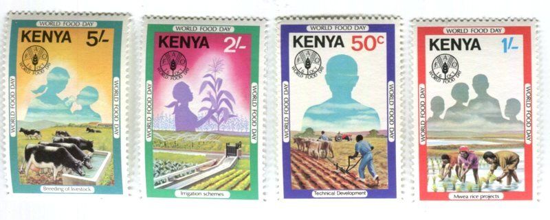 Tutti i francobolli: Briefmarken "Welternährungstag". Kenia – Nuovo e nell'imballaggio originale da Basel venduto da Butsch5