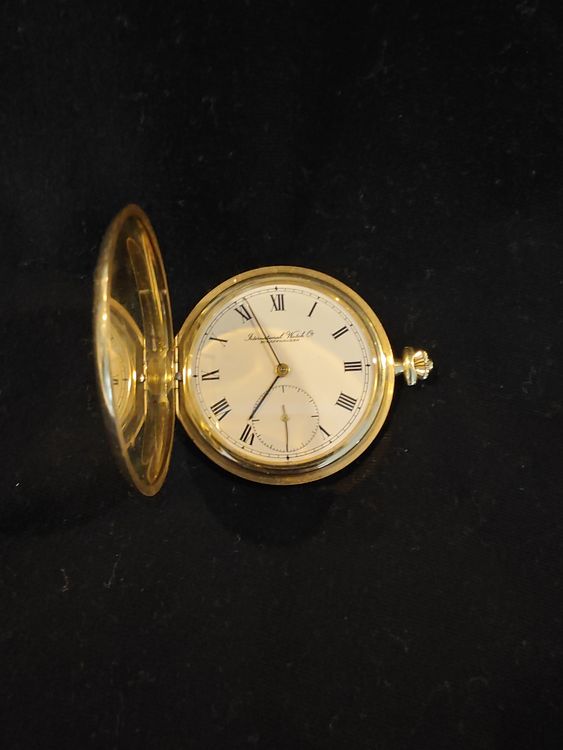 IWC Goldene Taschenuhr, Savonnette, Handaufzug, 750er