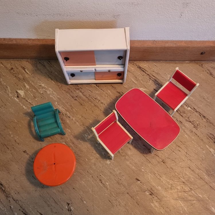 Puppenhaus Möbel Sammlung Vintage 70er 80er Jahre Plastik (Gebraucht Illustration 