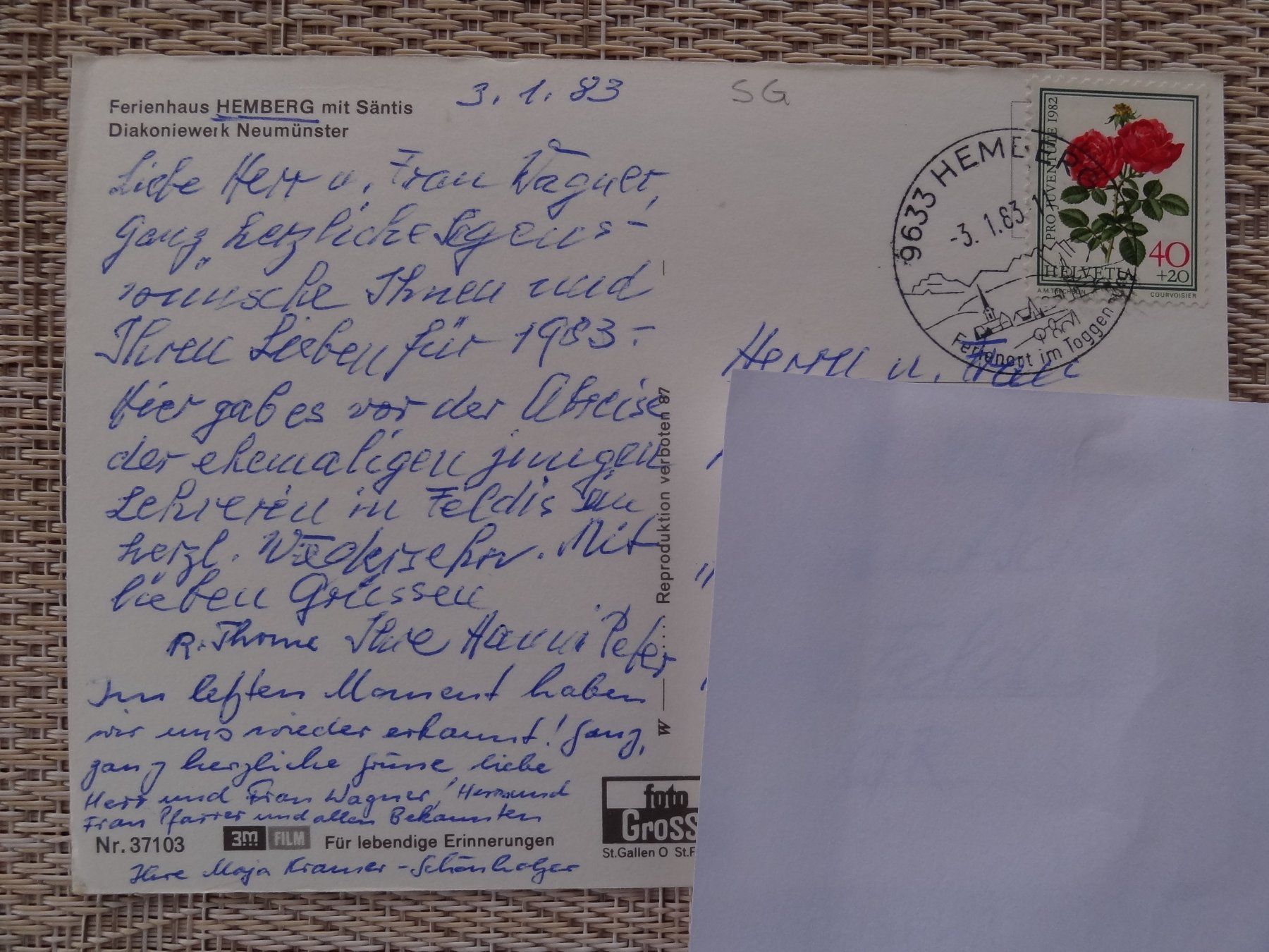 Cartoline postali: Hemberg SG avec Säntis - 1983 – Usato da St Léonard venduto da Riglin 1