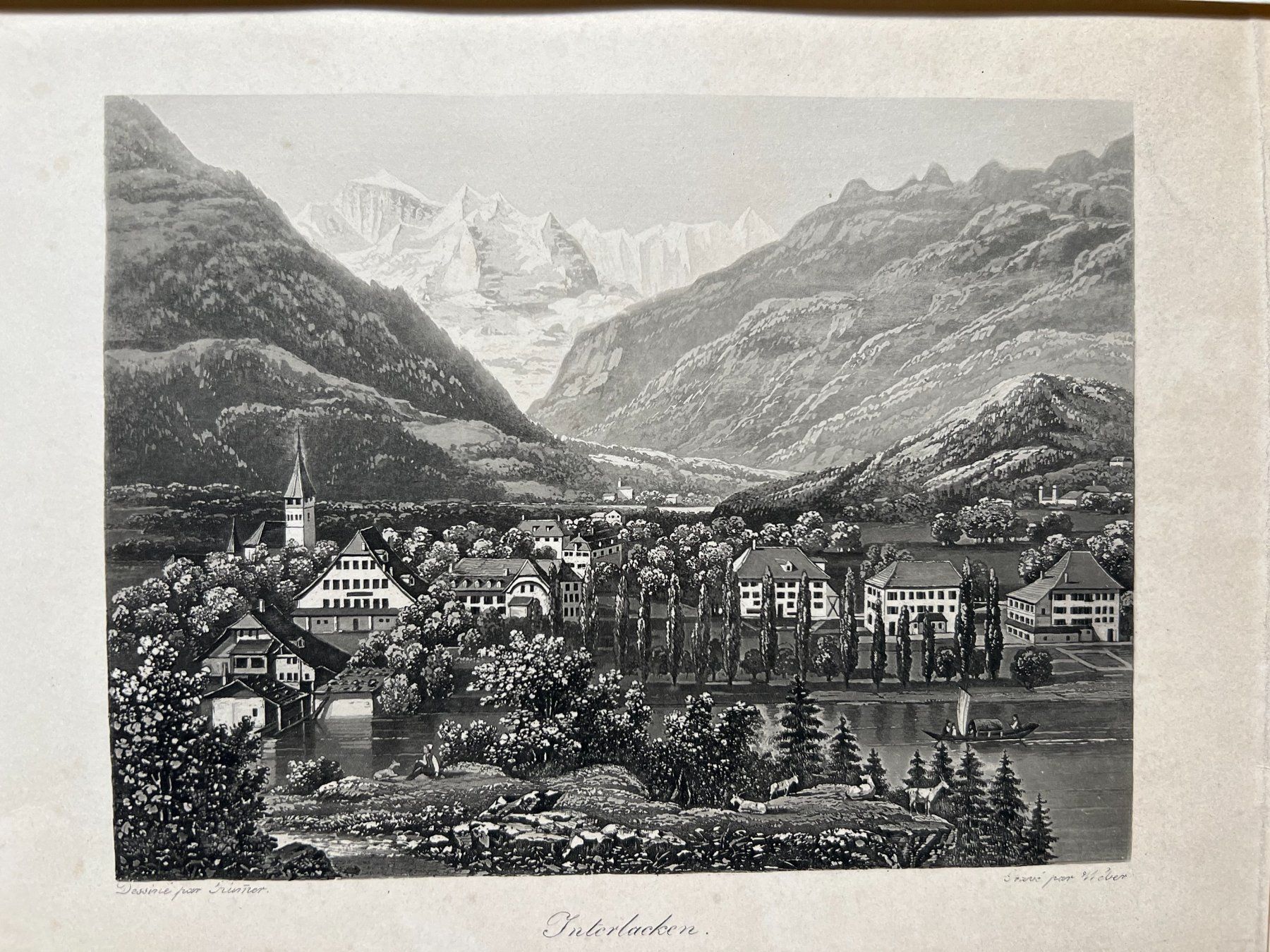 Incisioni: Interlaken Kupferstich H.F. Leuthold um 1840 – Usato da Unterseen venduto da Naga99 2