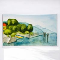 ADELHEID STOCKER Aquarelle sur papier "Port de Baveno" 1981