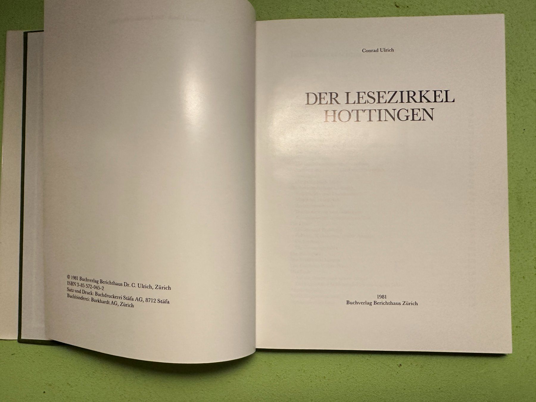 Libri: Conrad Ulrich: Der Lesezirkel Hottingen – Usato da Zürich venduto da allp 2
