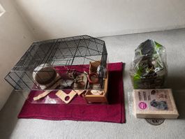 Top Hamsterkäfig mit Zubehör und Einstreu, gut erhalten