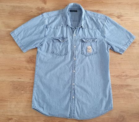 kurzarm Jeans Hemd - COVE Denim XXL