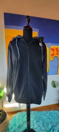 Sweatjacke Hoodie Gr. L 42 neu schwarz grau Unisex 4000