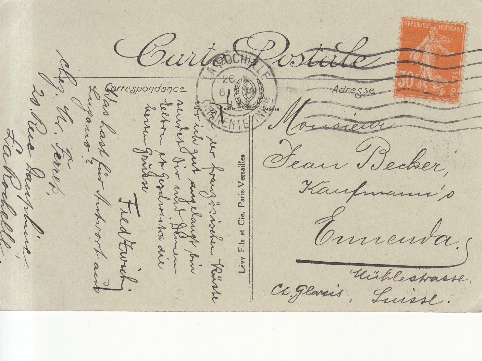 Ansichtskarten: La Rochelle 1922 – Gebraucht aus Bürglen TG von StampGraf 1