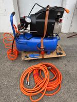 Kompressor mit Zubehör, blau, gebrauchter Zustand