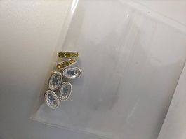 Strasssteine Rondell versilbert citrine Doppelloch Twin