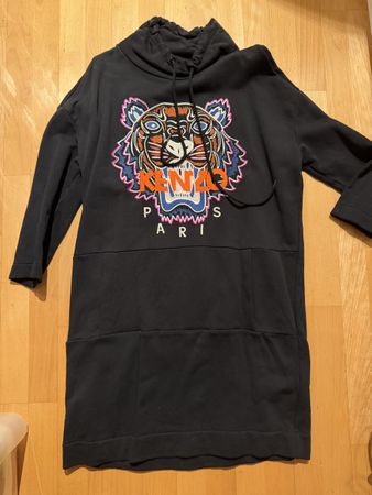 Kenzo Pullover Dress schwarz Logo Stickerei Grösse XS