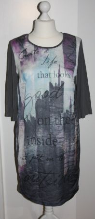Kleid 3/4Arm grau-bunt Gr. XL