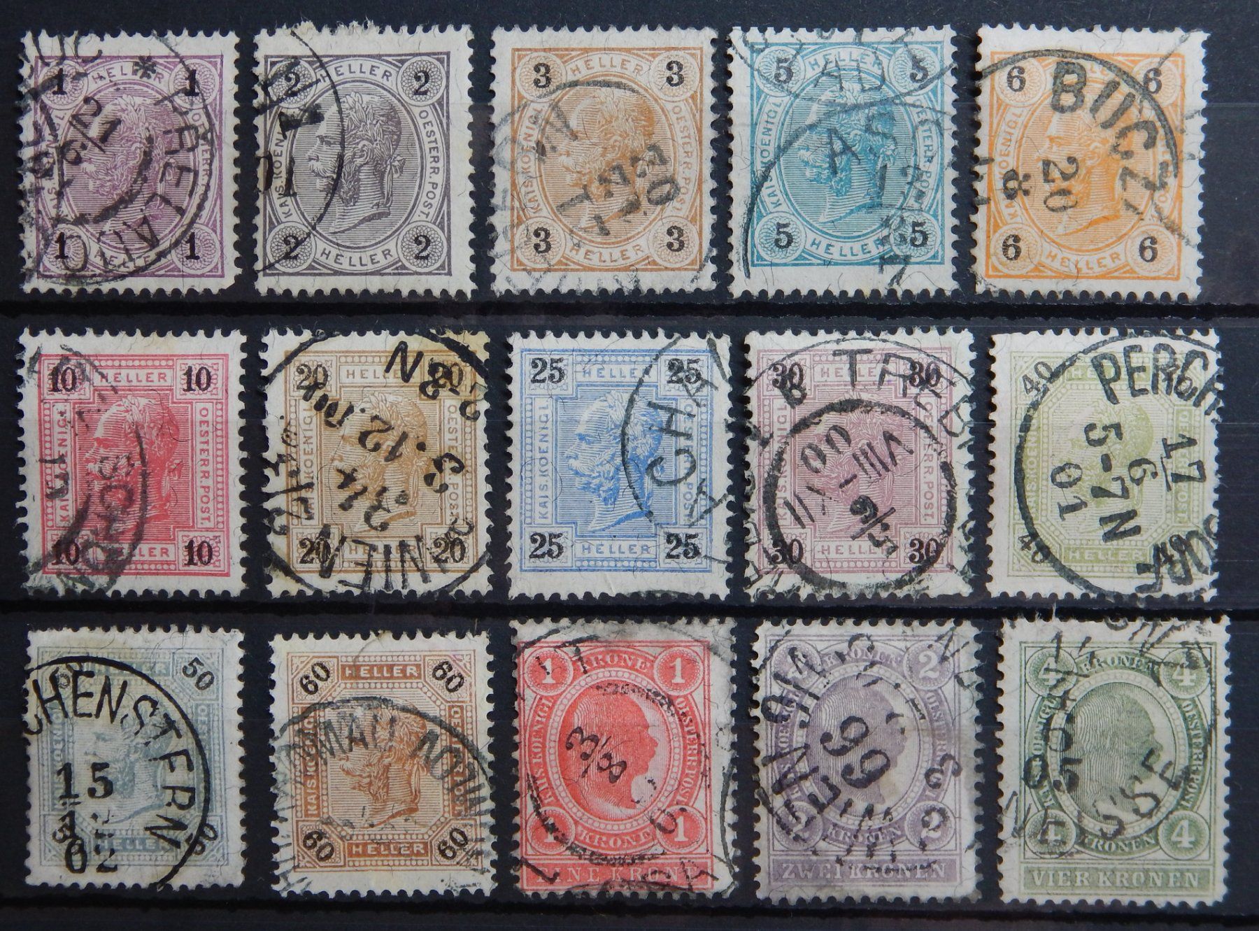 Tutti i francobolli: Österreich Kat. 69-83 gest. 1899 – Usato da Zürich venduto da Muehlekauf