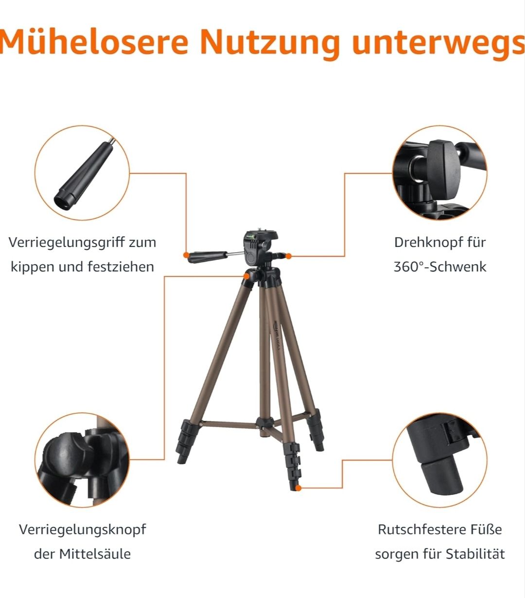 Treppiedi & Teste: Amazon Basics Kamerastativ, 127,0cm/50,0in – Nuovo e nell'imballaggio originale da Rupperswil venduto da Cordi79 2
